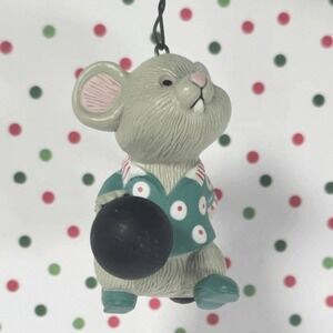 Vintage 1988 American Greetings Christmas Ornament Mouse W/ Bowling  Ball‎